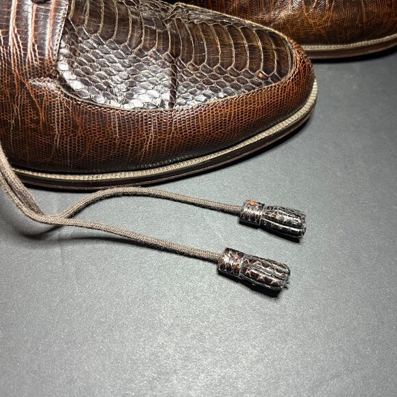 Vintage Jonathan Richards Men's Brown Genuine Leather Snakeskin Derby Shoes 8M - Picture 9 of 11